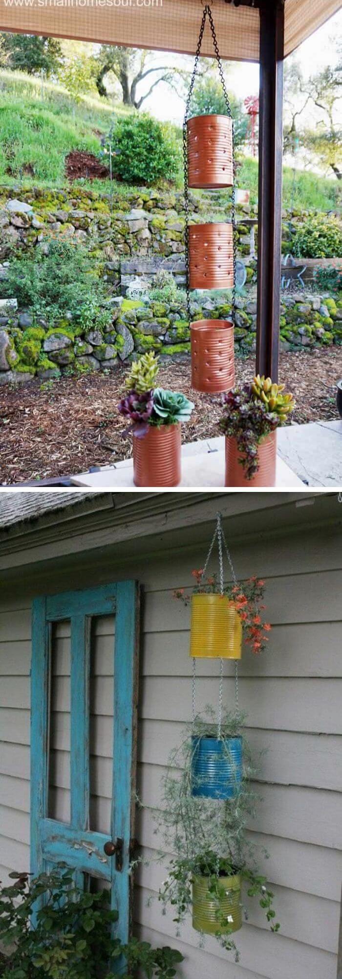 Recycled Tin Can Lantern and Hanging Planter