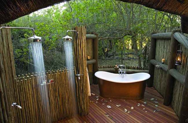 outdoor bathroom in the middle of the forest