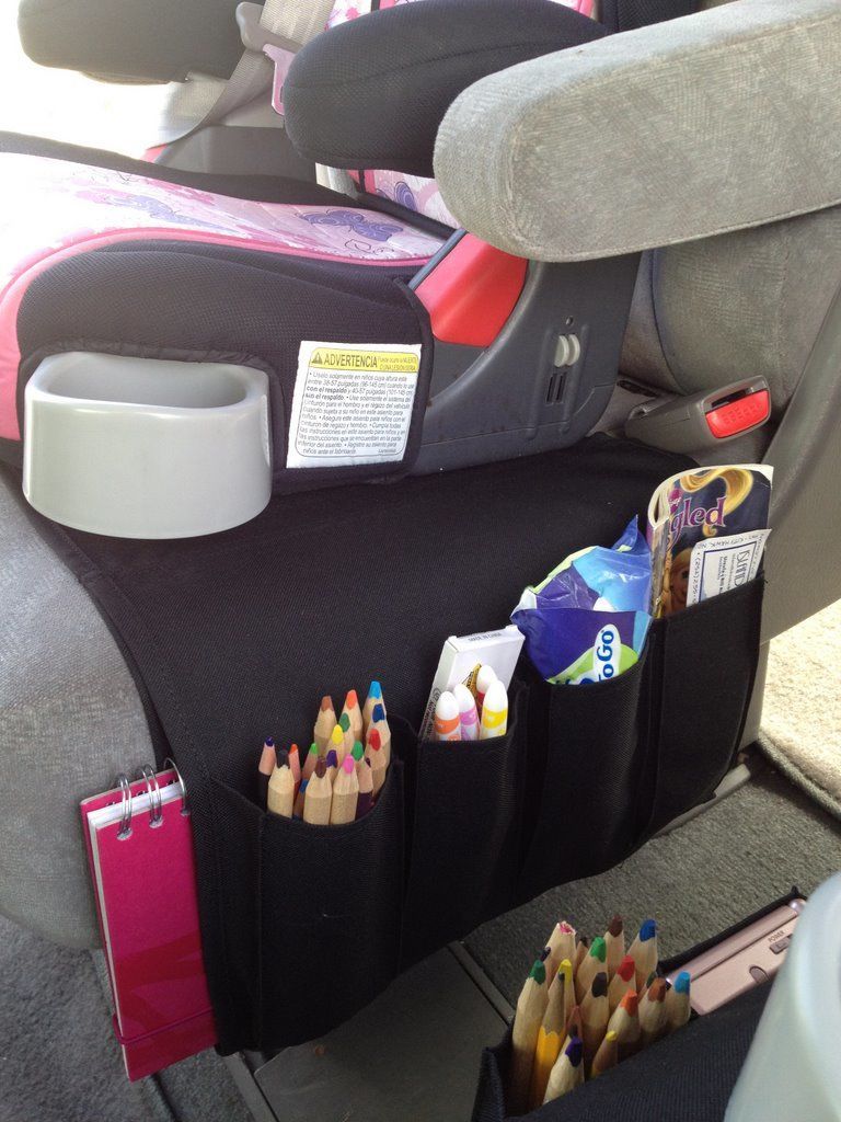 The organizer of colors and books for the car