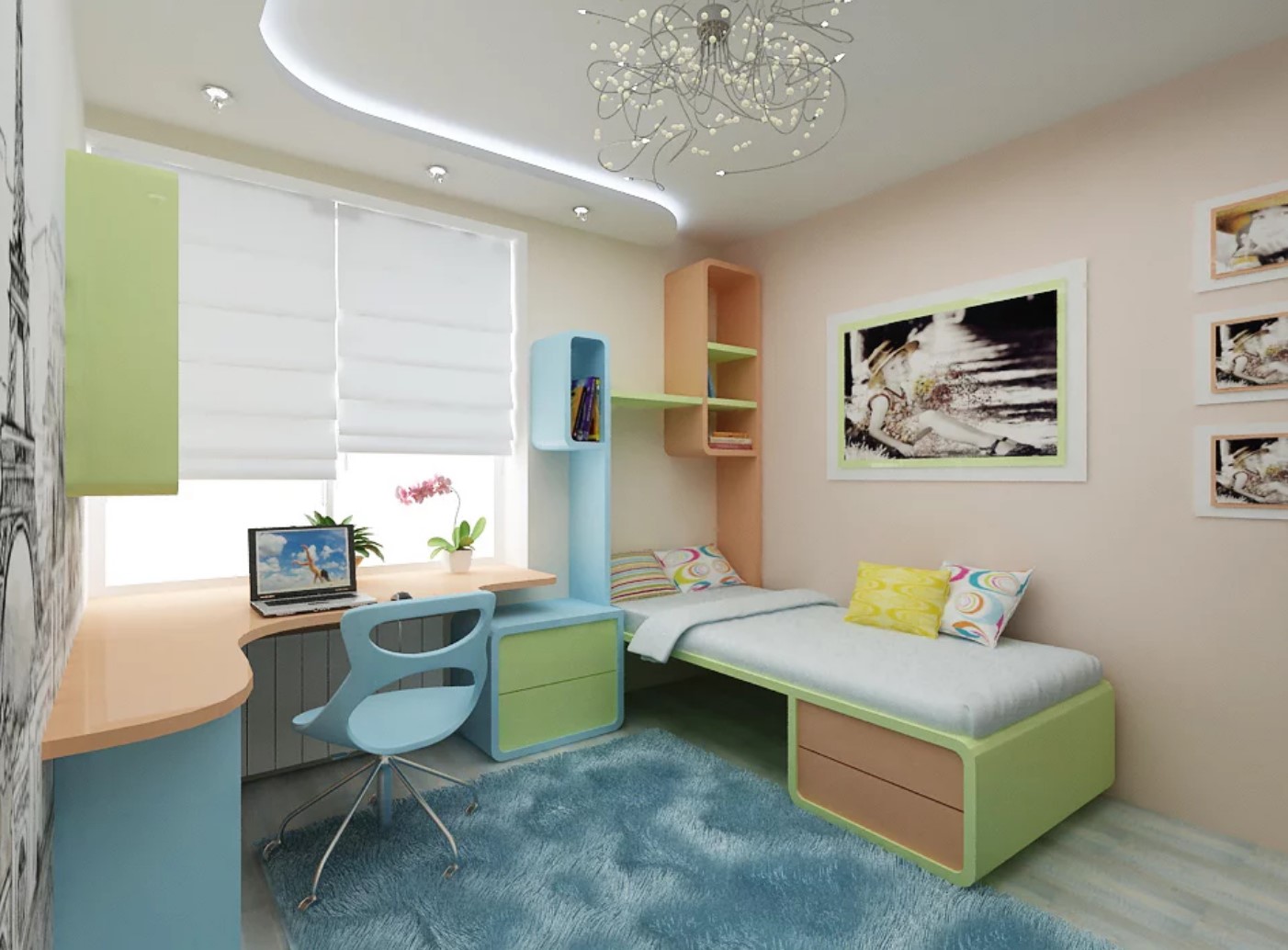 Room with pastel furniture