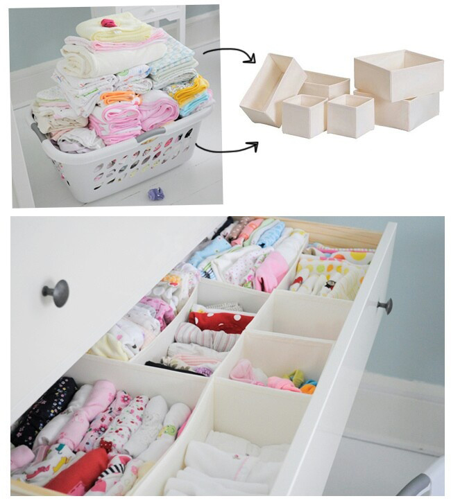 drawers to organize the drawers with baby clothes