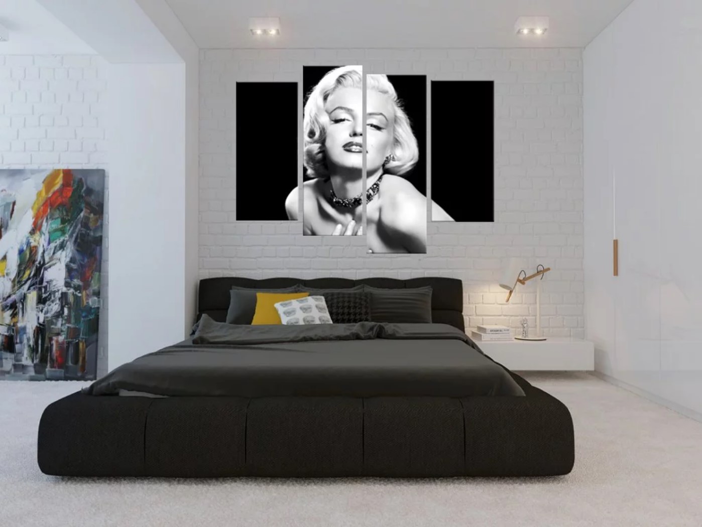 Minimalist room with Marilyn Monroe painting