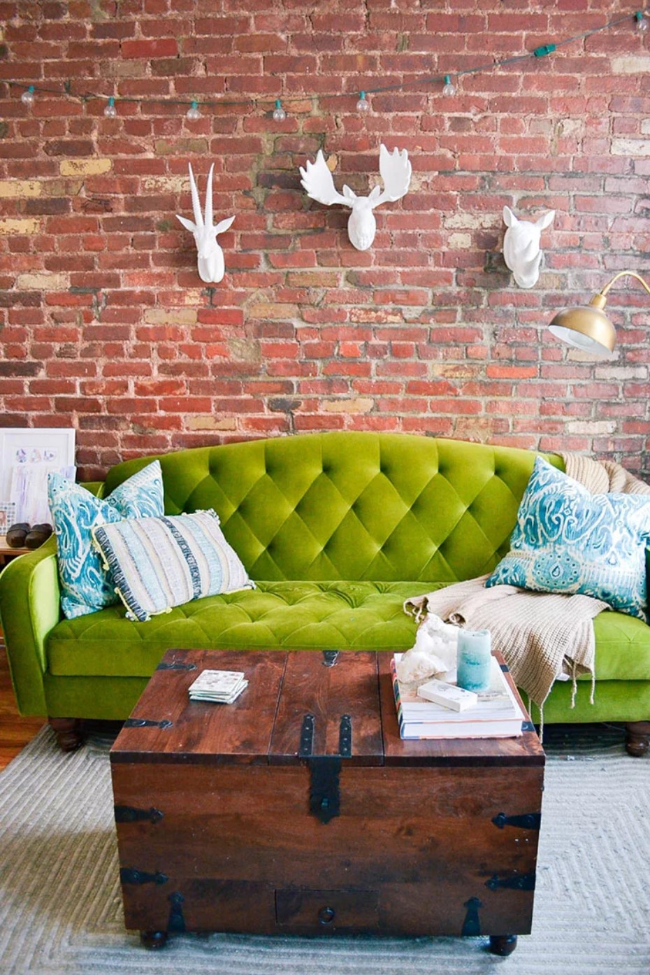 green armchair in room