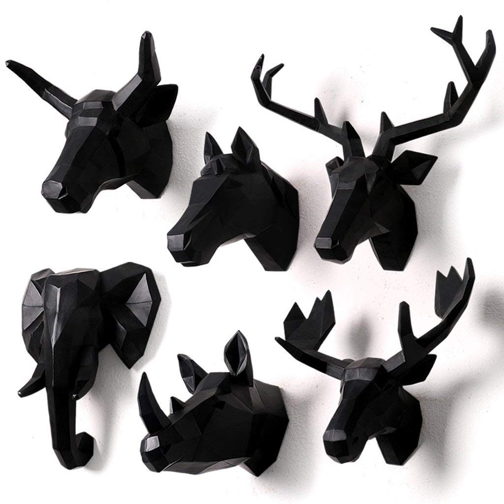 Black geometric animal decorations for the wall