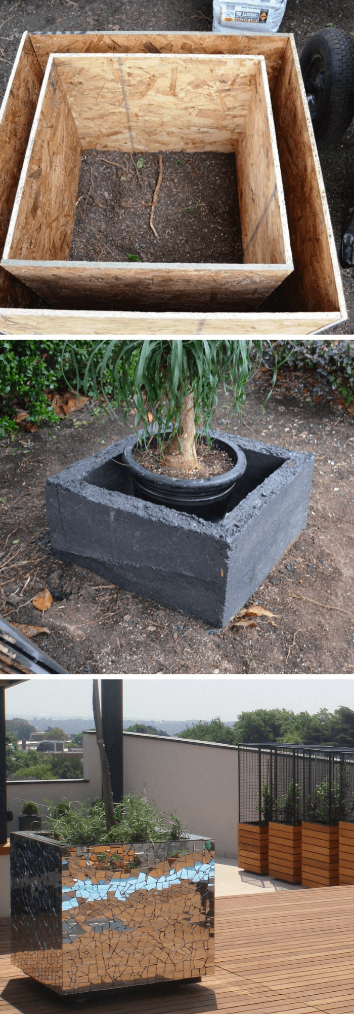 DIY Cubic Mosaic Concrete Planter