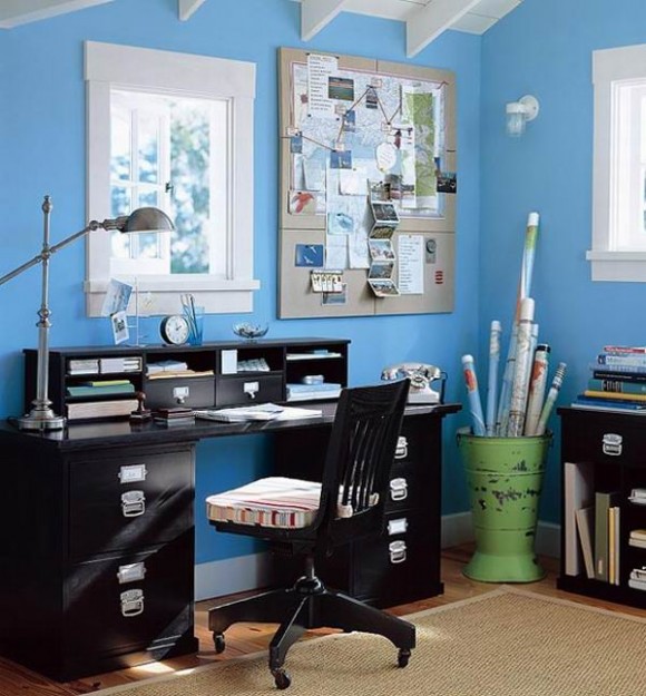 5 Small Home Office Painted in Blue