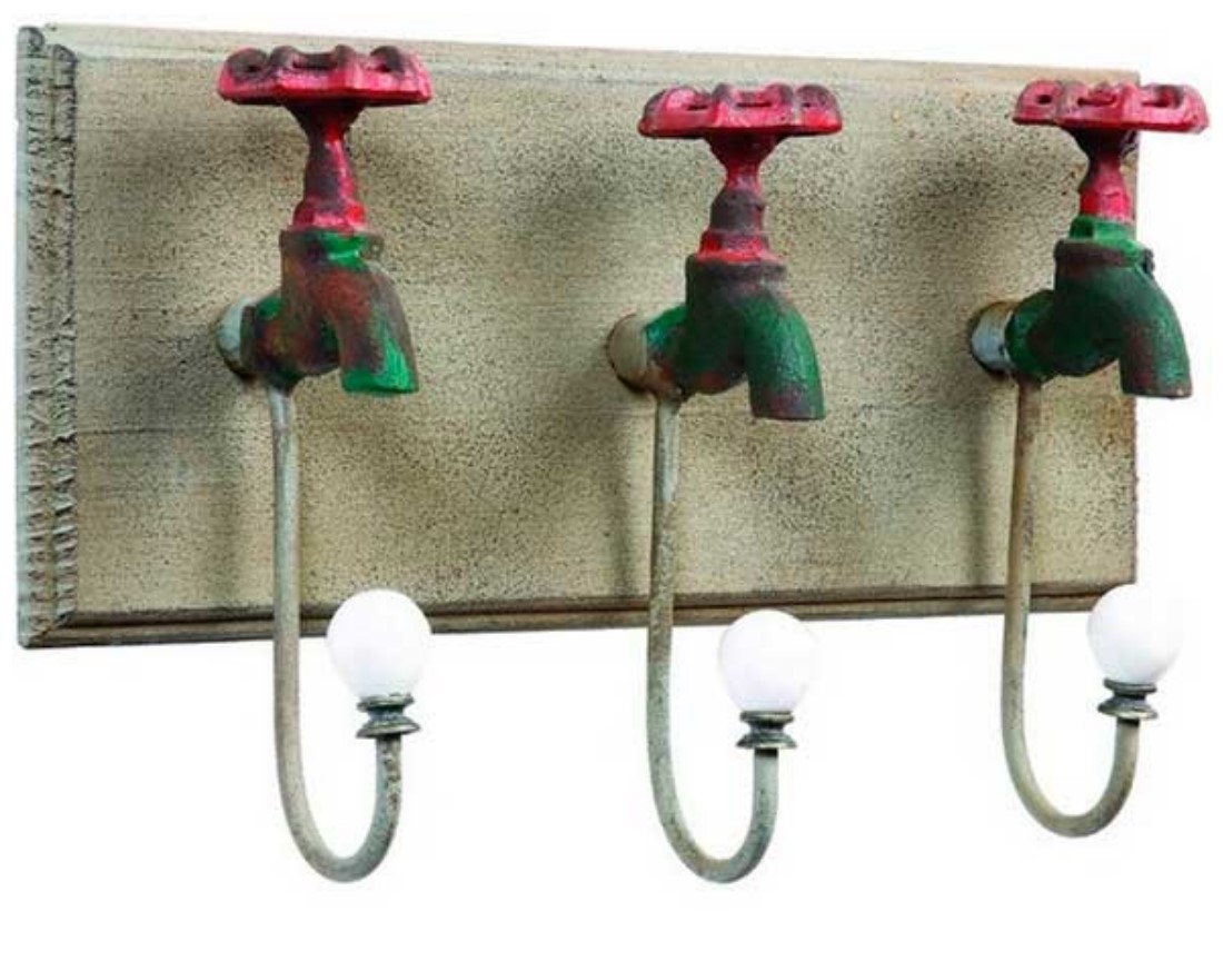 coat rack with antique faucets