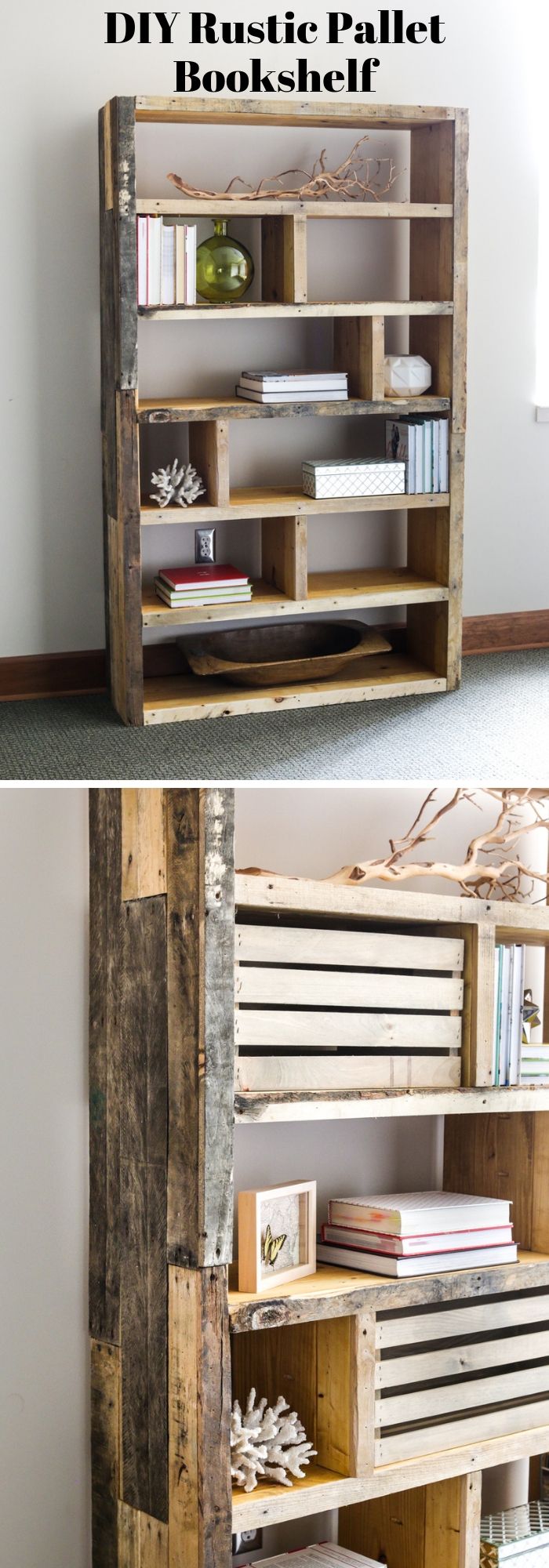 DIY Crates and Reclaimed Pallet Bookshelf Easy DIY Bookshelf Ideas and Plans