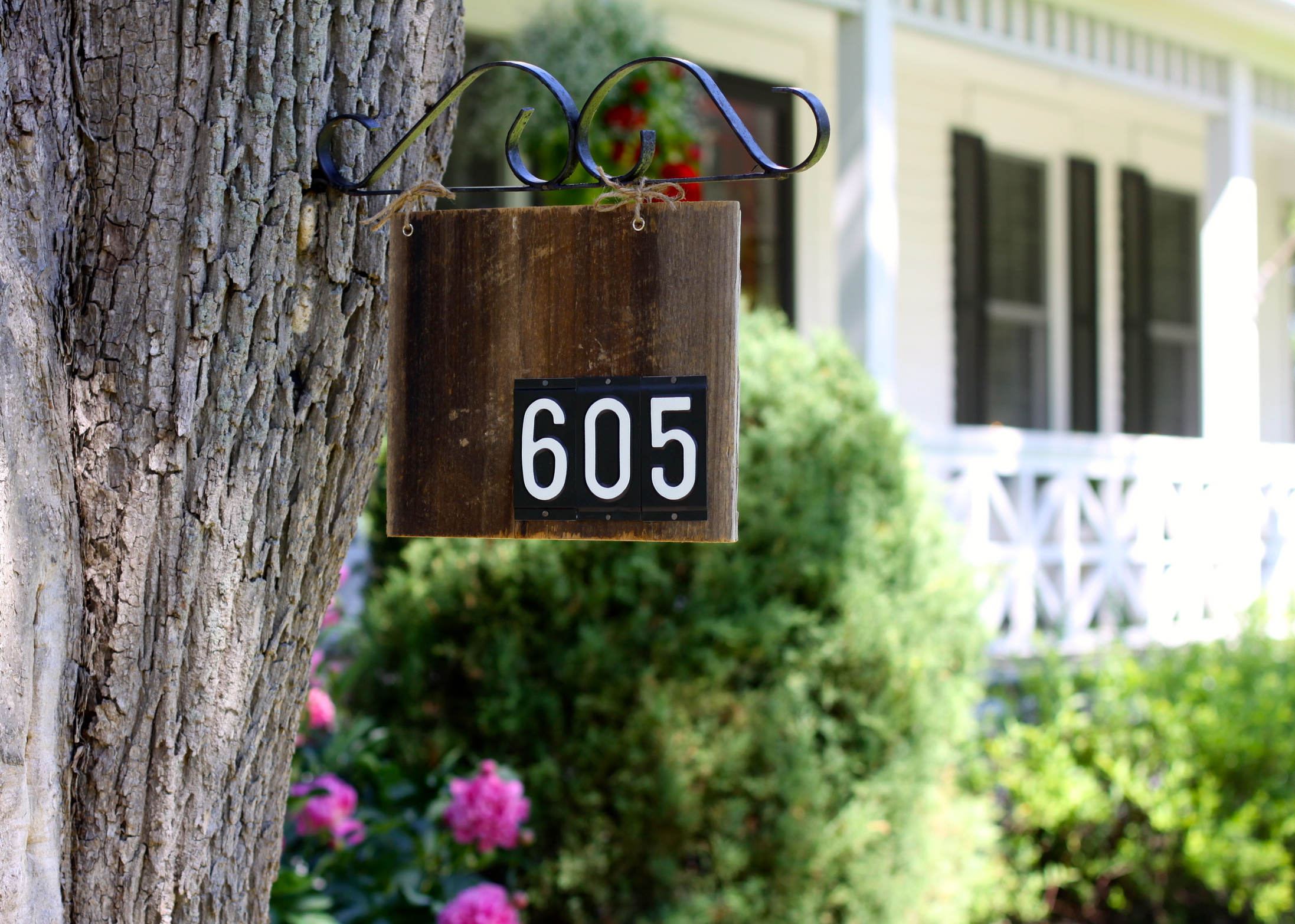 Barn wood house number sign