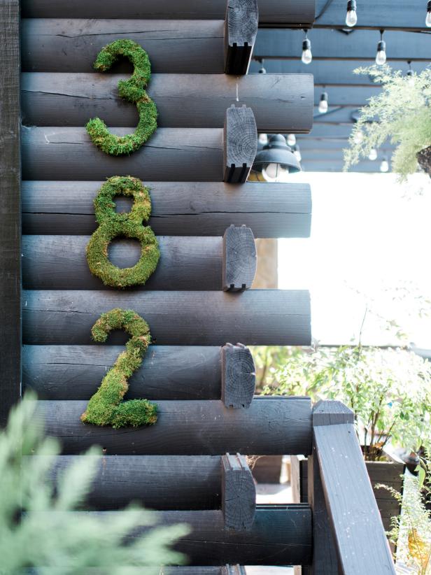 DIY House Numbers Covered in Moss
