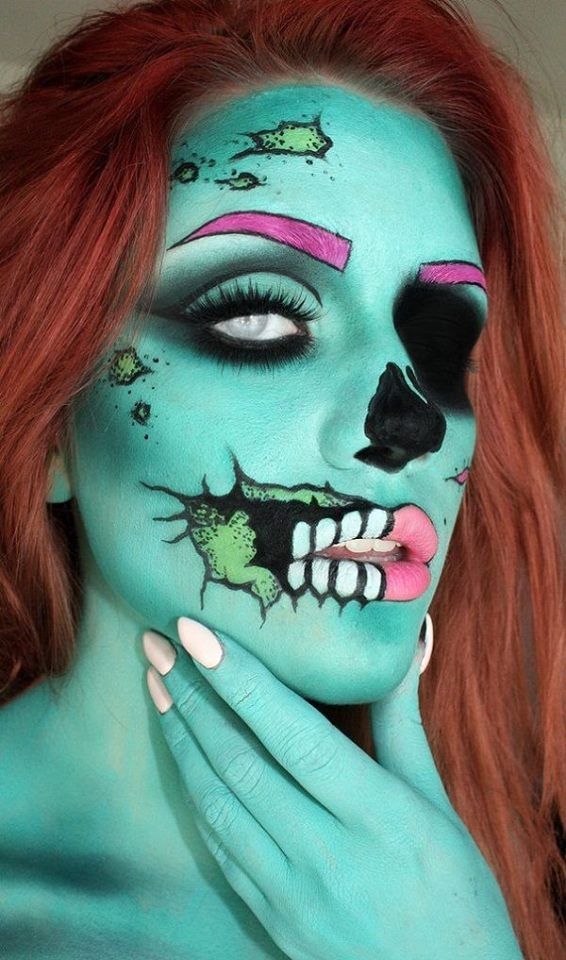 Girl with makeup for halloween like a zombie