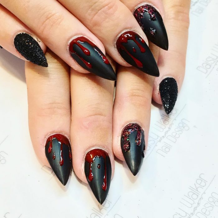 2 bloody halloween nail designs