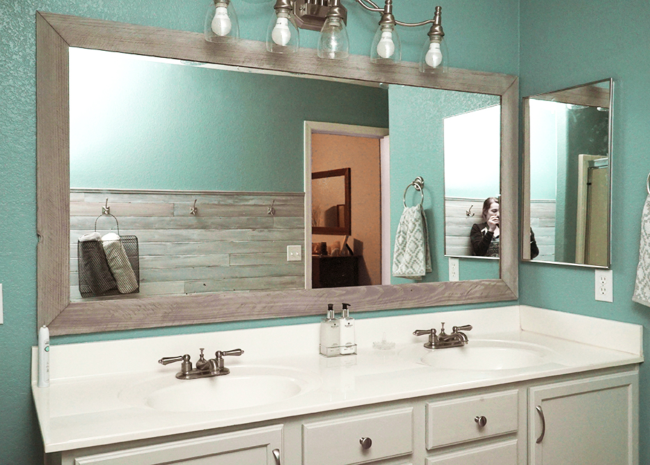 DIY Bathroom mirror frame
