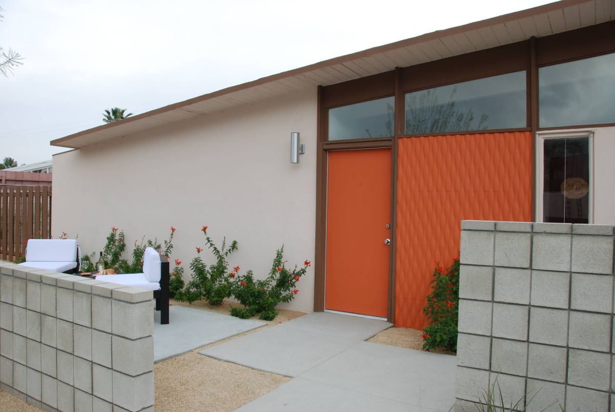 Mid-century modern house with orange accents