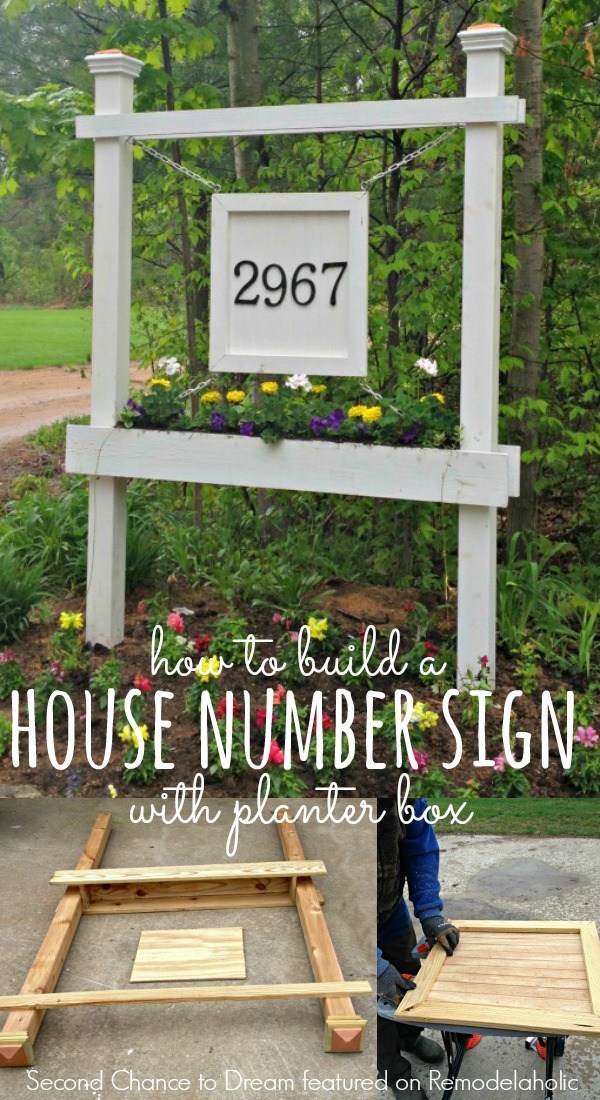 House number sign with planter box