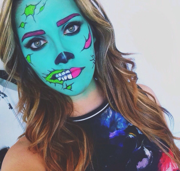 Girl with makeup for halloween like a zombie