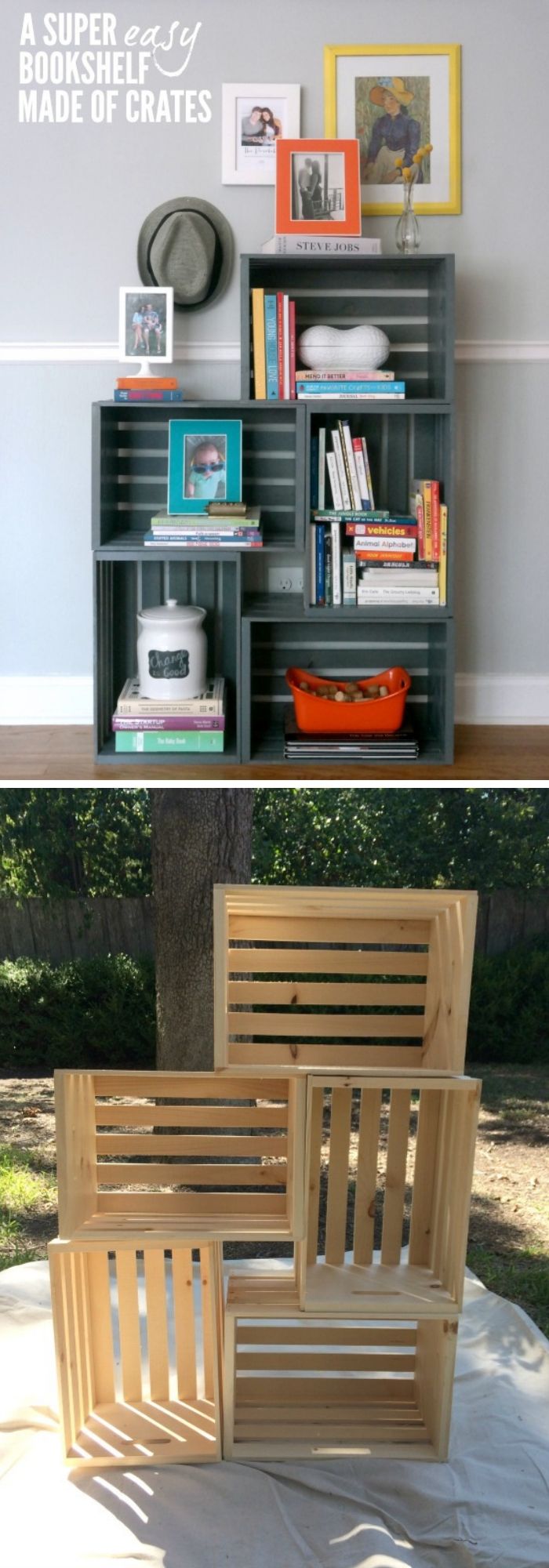 Easy Crate Bookshelf Easy DIY Bookshelf Ideas and Plans
