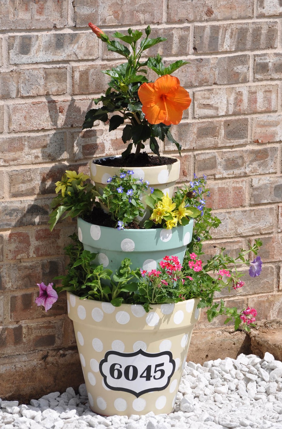 Polka-dotted tiered planters
