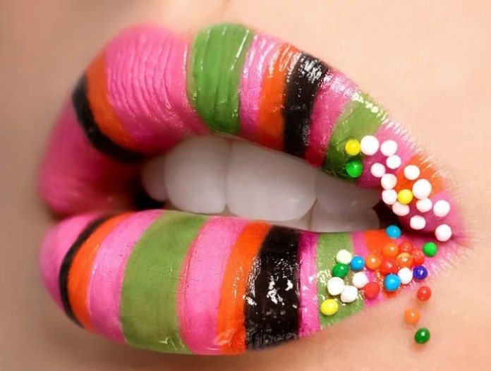 Lip design for halloween with sweets