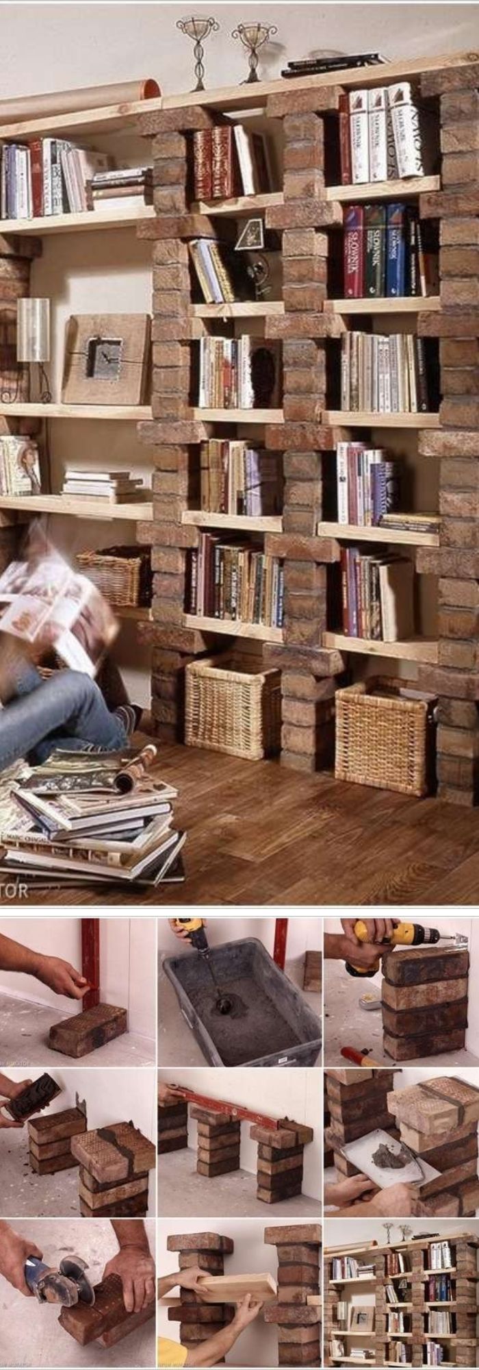 DIY Brick Bookshelf Easy DIY Bookshelf Ideas and Plans