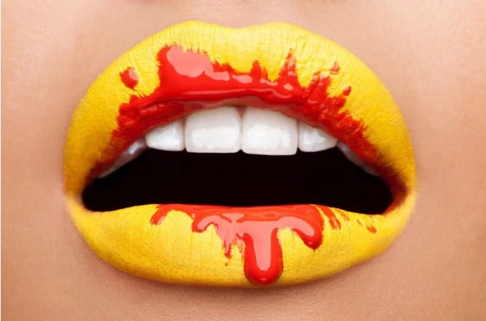 Design of lips for halloween like a paint stain