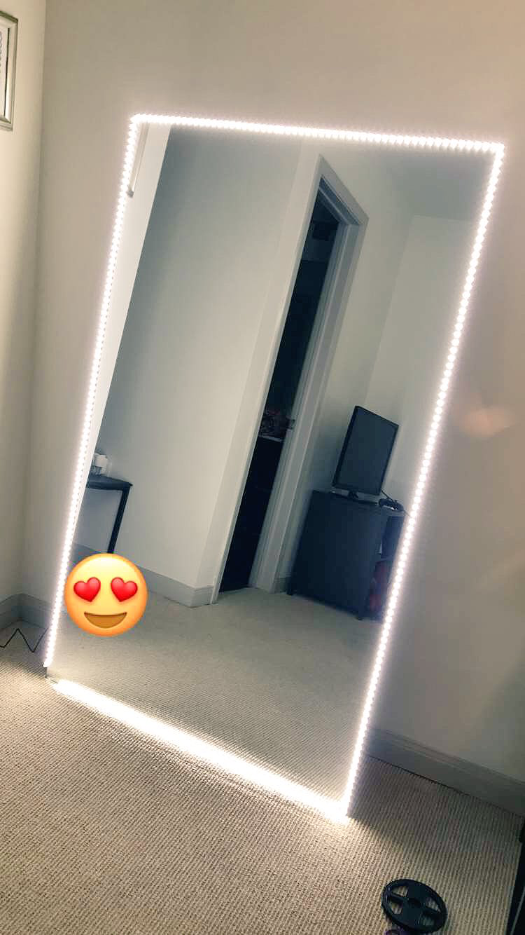 Standing mirror with led light around