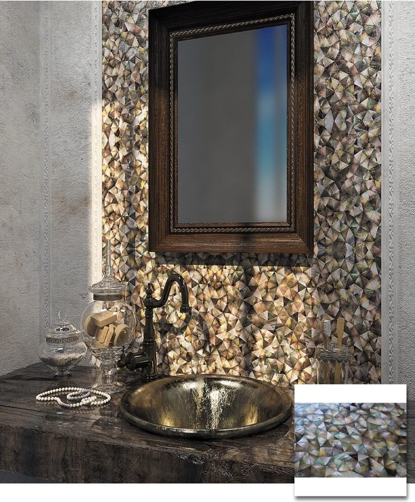 18 bathroom wall tiles with mother of pearl