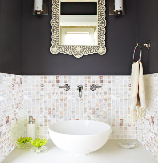 4 bathroom wall tiles with mother of pearl