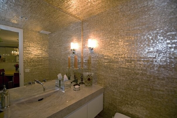 6 bathroom wall tiles with mother of pearl