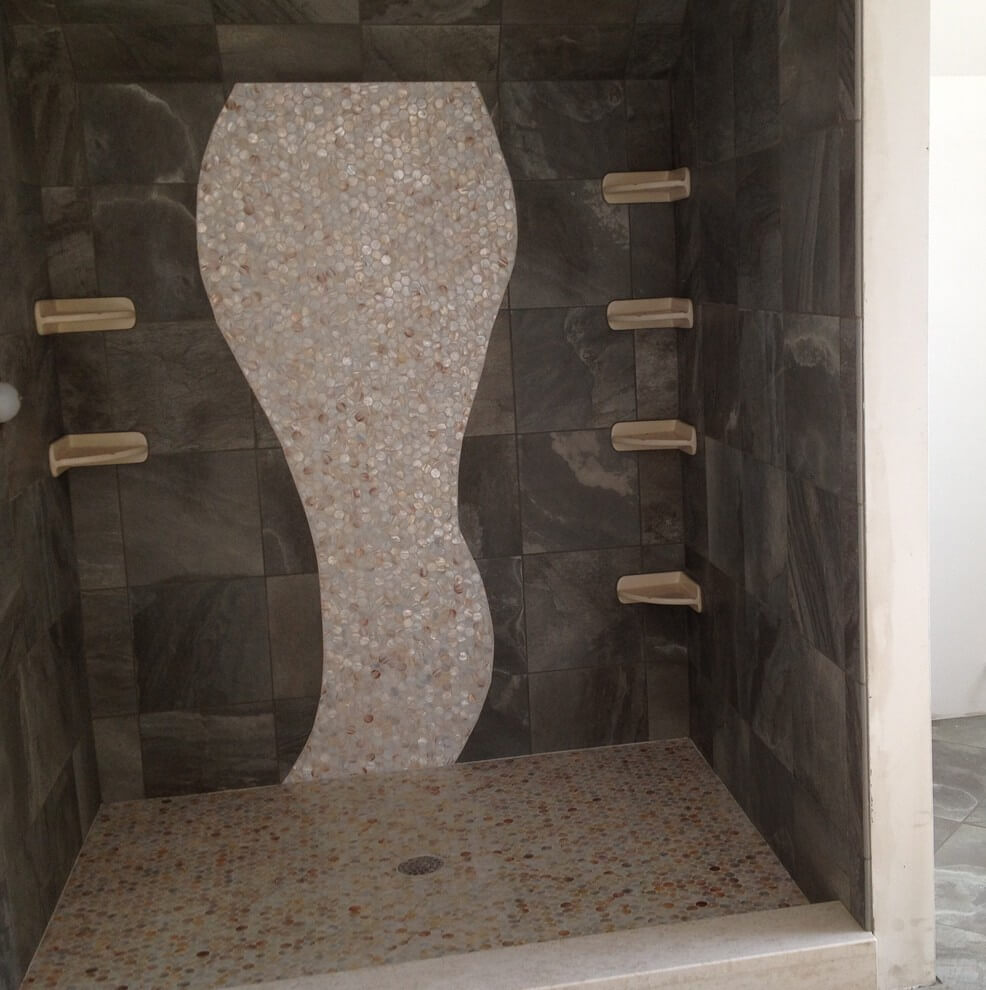 7 bathroom wall tiles with mother of pearl