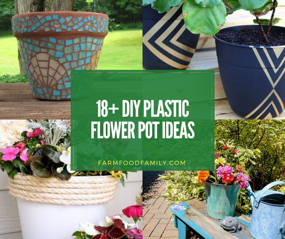 18 Creative Diy Plastic Flower Pot, How To Paint Plastic Outdoor Plant Pots