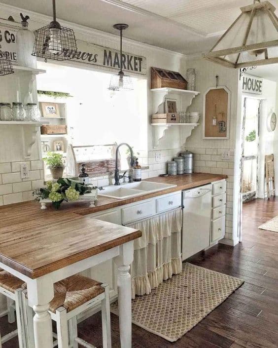 65 Beautiful Farmhouse Kitchen Cabinet, Vintage Farmhouse Kitchen Decorating Ideas