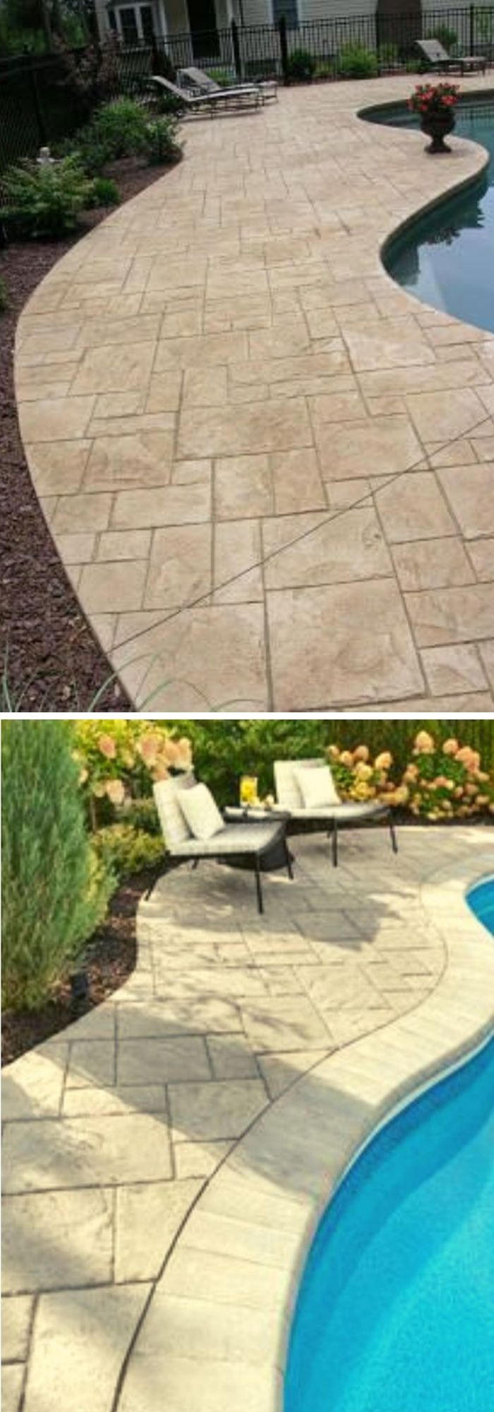 Stamped concrete patio with pool