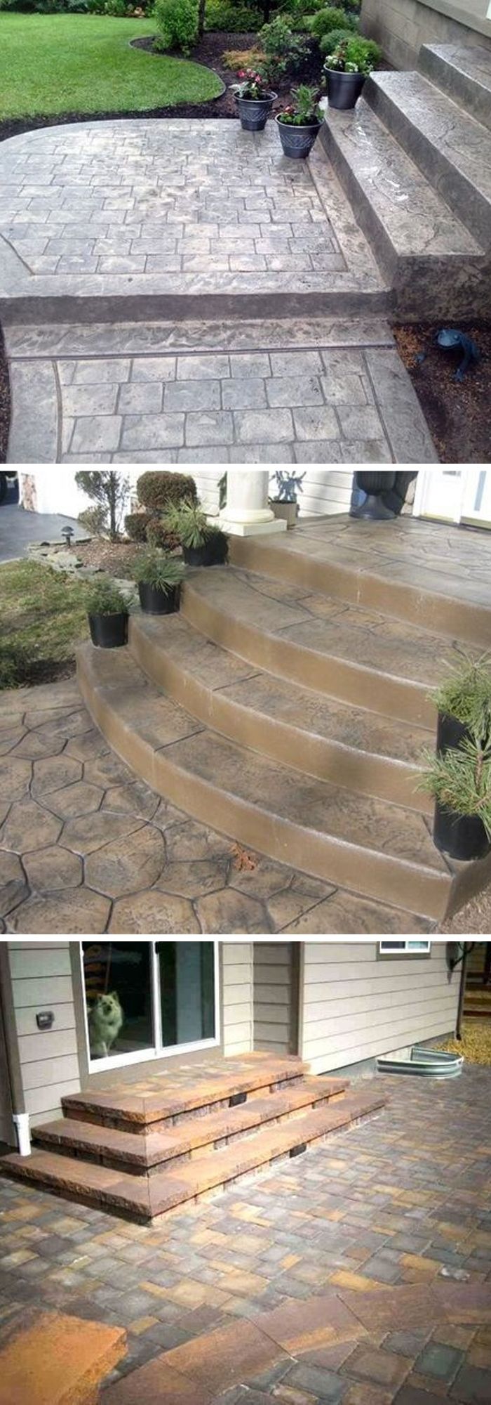 Stamped concrete patio steps