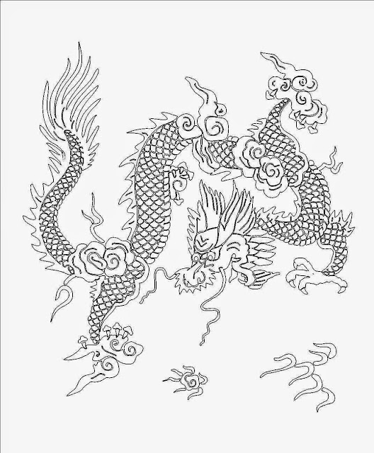 2 chinese dragon drawings
