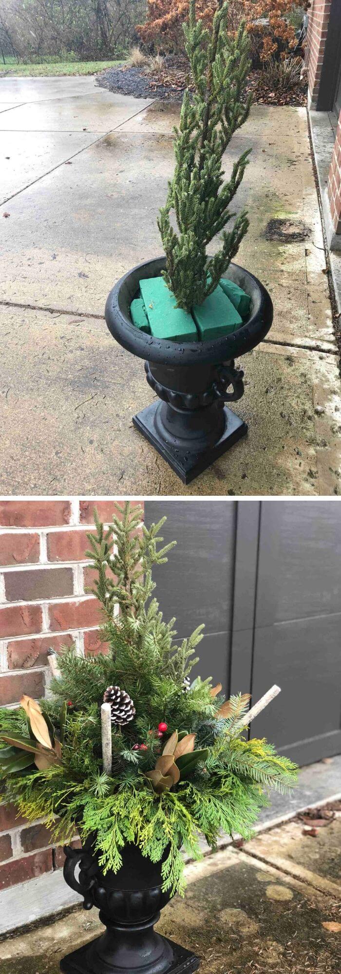 7 outdoor christmas planter ideas