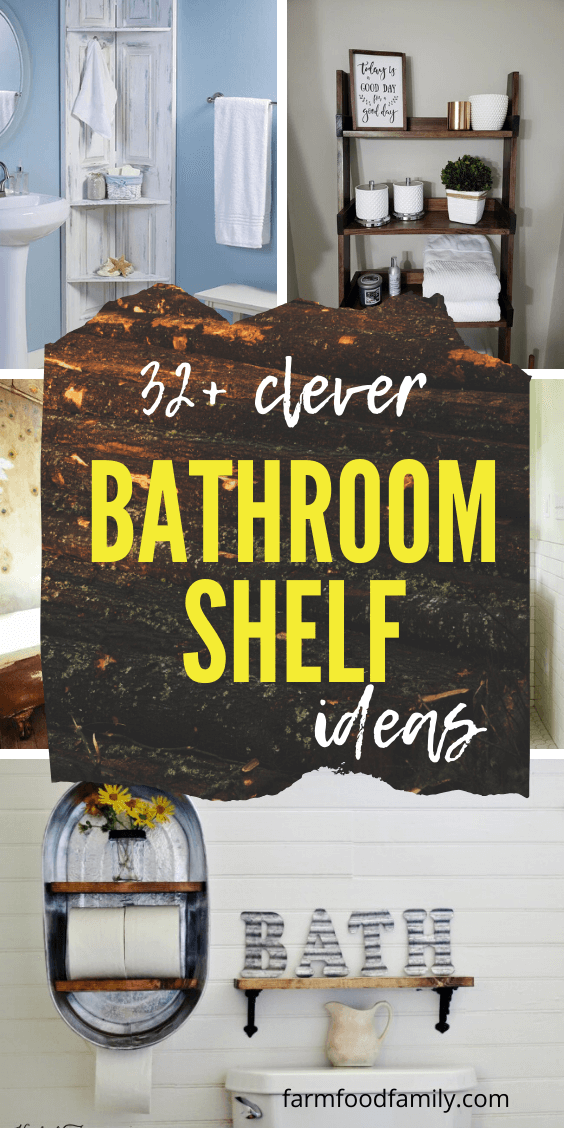 32 Awesome Diy Bathroom Shelf Ideas, Bathroom Shelves Ideas Diy