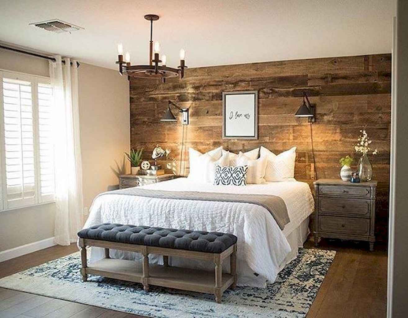 bedroom farmhouse master decor shiplap walls