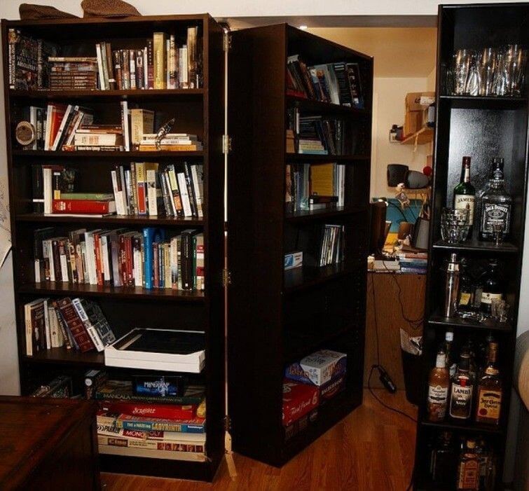 Secret door with moving bookcases