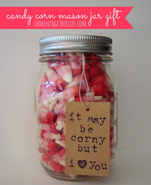 Valentine Candy Corn Mason Jar