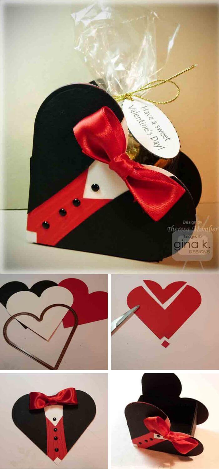 Tuxedo heart box | Heart-Shaped Crafts For Valentine's Day