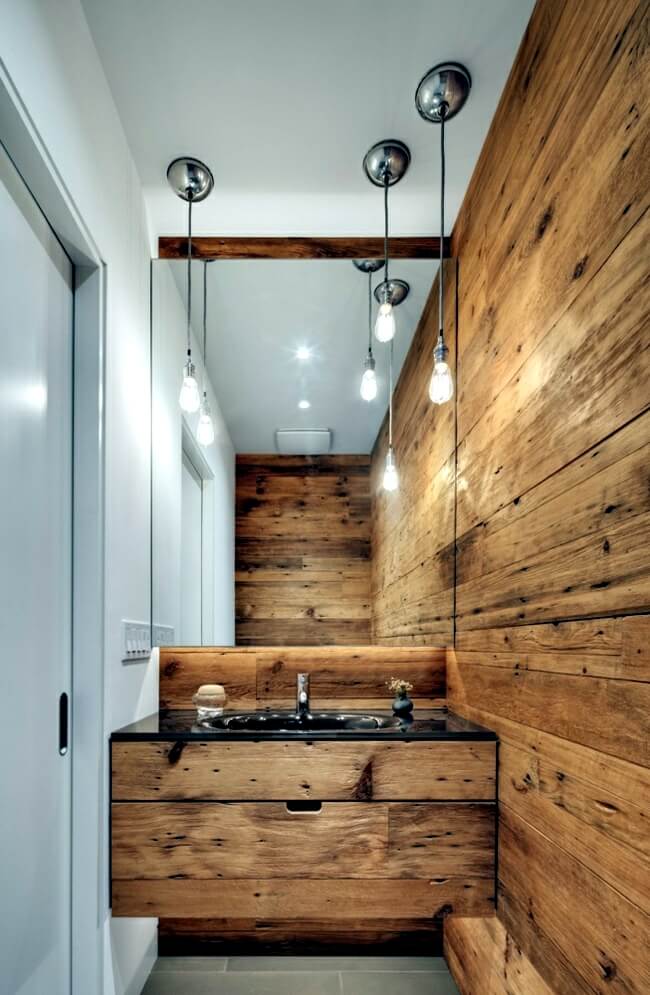 Rustic wall and sink for bathroom decor