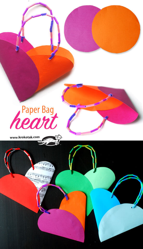 Paper bag heart | Heart-Shaped Crafts For Valentine's Day