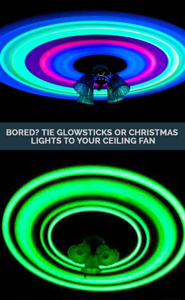 Taping glow stick to ceiling
