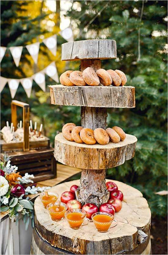 Use tree stumps for table setting