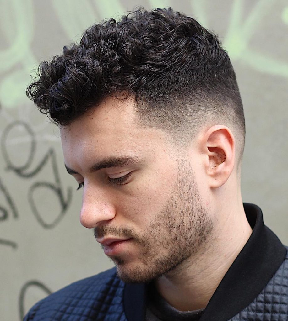 Curly hairs with top fade