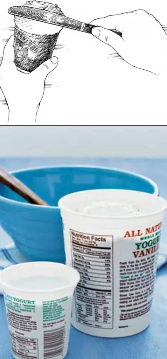 Use an Empty Yoghurt Container as a Measuring Cup