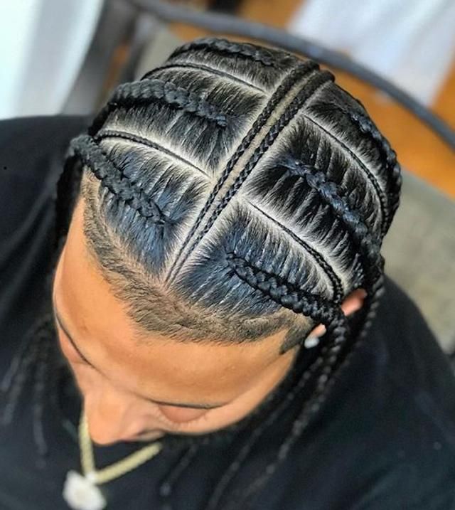 Cornrow braided hairdo for men