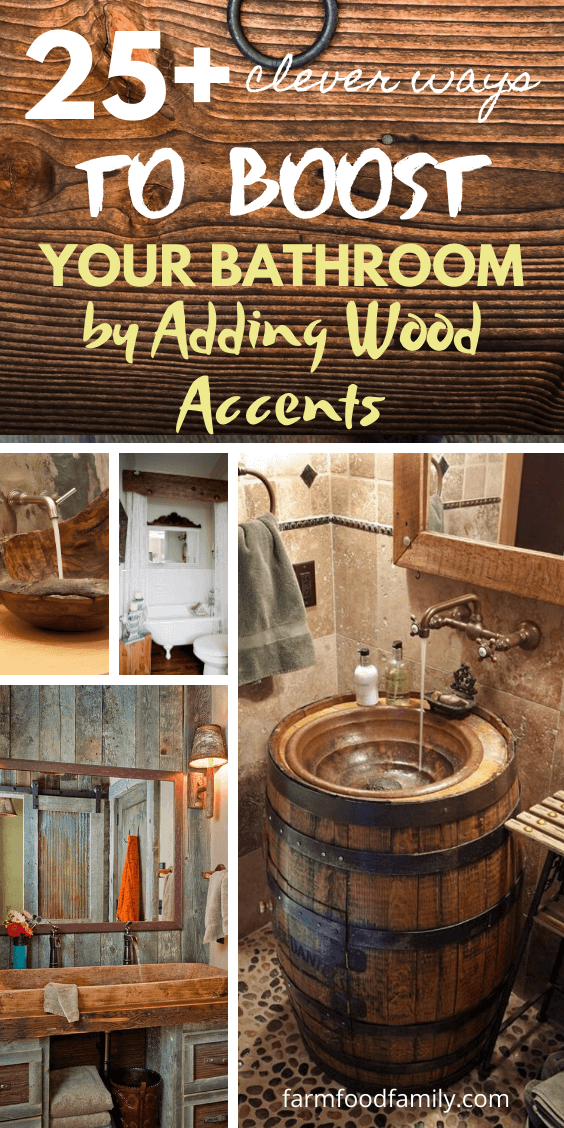 best ways decorate bathroom with wood accents