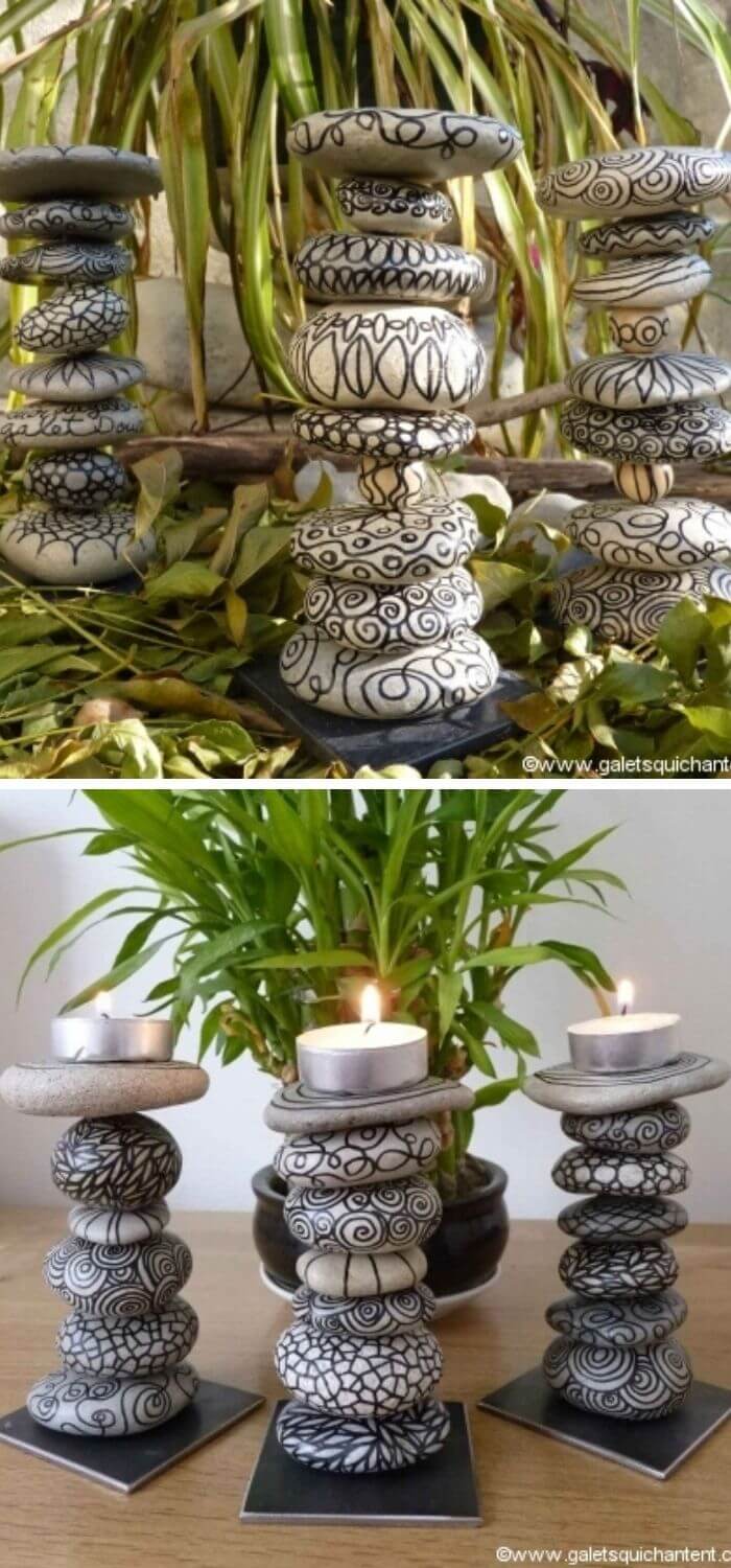 Beach Stones Candle Holder